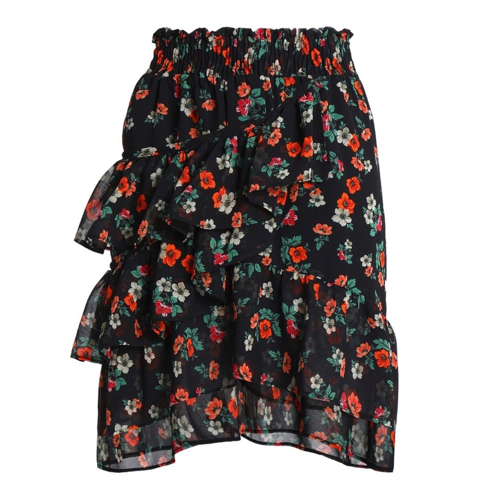 Maje Ruffled floral-print georgette mini skirt; 2